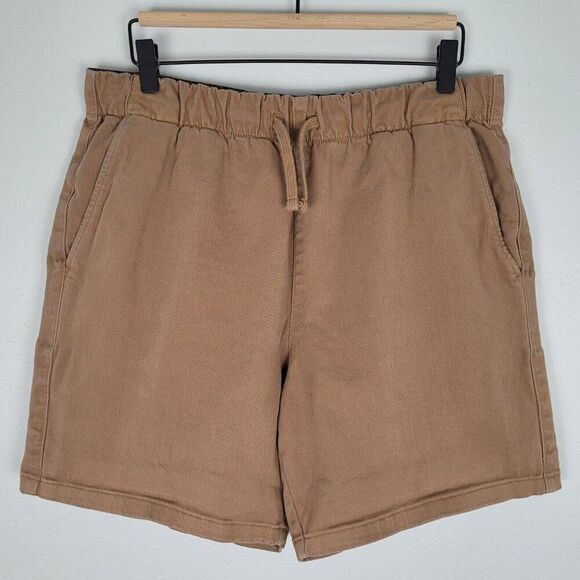 Everlane The Easy Short Organic Cotton Stretch Twill Elastic Waist Brown Size M - Picture 2 of 11